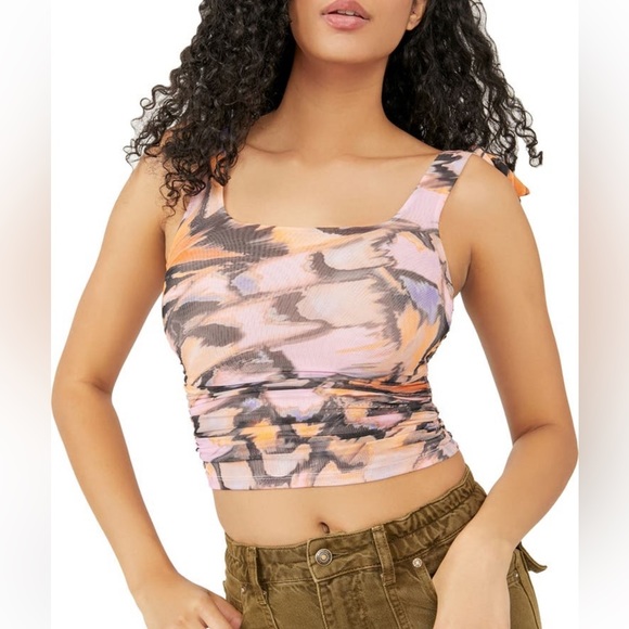 Free People Avenue Tank Top in Blue Combo Butterfly Wing Abstract Print - Picture 1 of 7